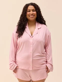 Go Slow PJ Shirt Pink/White
