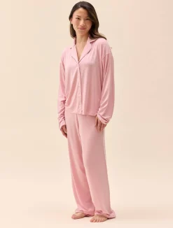 Go Slow PJ Shirt Pink/White