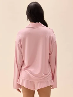 Go Slow PJ Shirt Pink/White