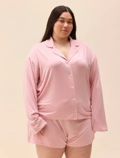 Go Slow PJ Shirt Pink/White