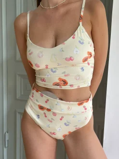 High Waist Bottom Fruit Print