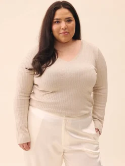 Knitted Long Sleeve Top Taupe