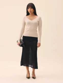 Knitted Long Sleeve Top Taupe