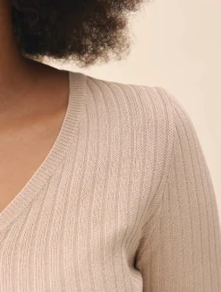 Knitted Long Sleeve Top Taupe