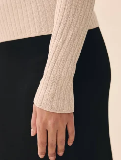 Knitted Long Sleeve Top Taupe