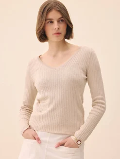 Knitted Long Sleeve Top Taupe