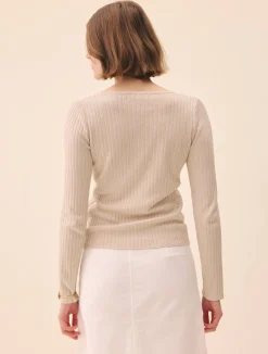 Knitted Long Sleeve Top Taupe