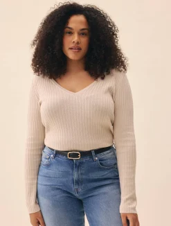 Knitted Long Sleeve Top Taupe