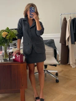Knitted Mini Wool Skirt Charcoal