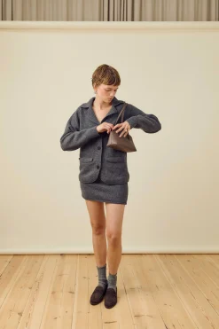 Knitted Mini Wool Skirt Charcoal