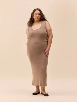 Knitted Tank Dress Taupe