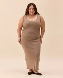 Knitted Tank Dress Taupe