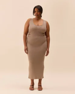 Knitted Tank Dress Taupe