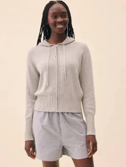 Knitted Zip Hoodie Light Grey