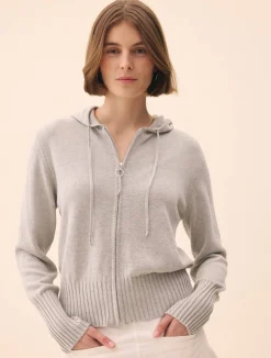 Knitted Zip Hoodie Light Grey