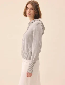 Knitted Zip Hoodie Light Grey