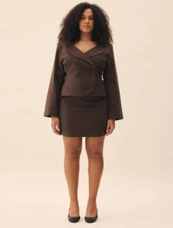 Moleskin Mini Skirt Brown