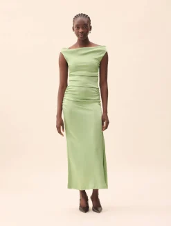Occasion Satin Dress Pistachio