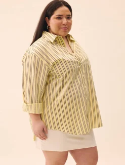 Poplin Classic Shirt Honey Stripe