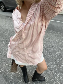 Poplin Classic Shirt Pink Stripe
