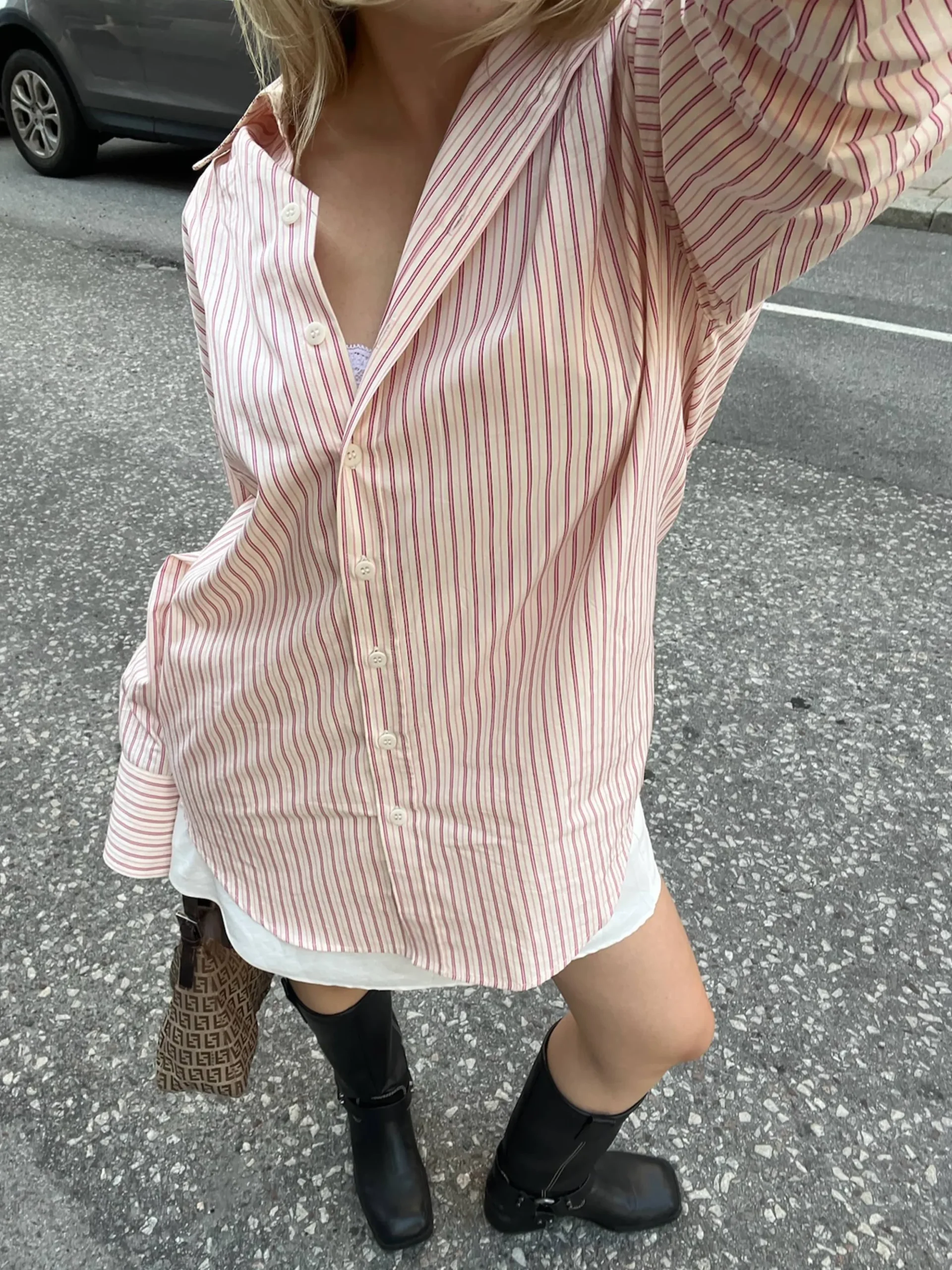 Poplin Classic Shirt Pink Stripe