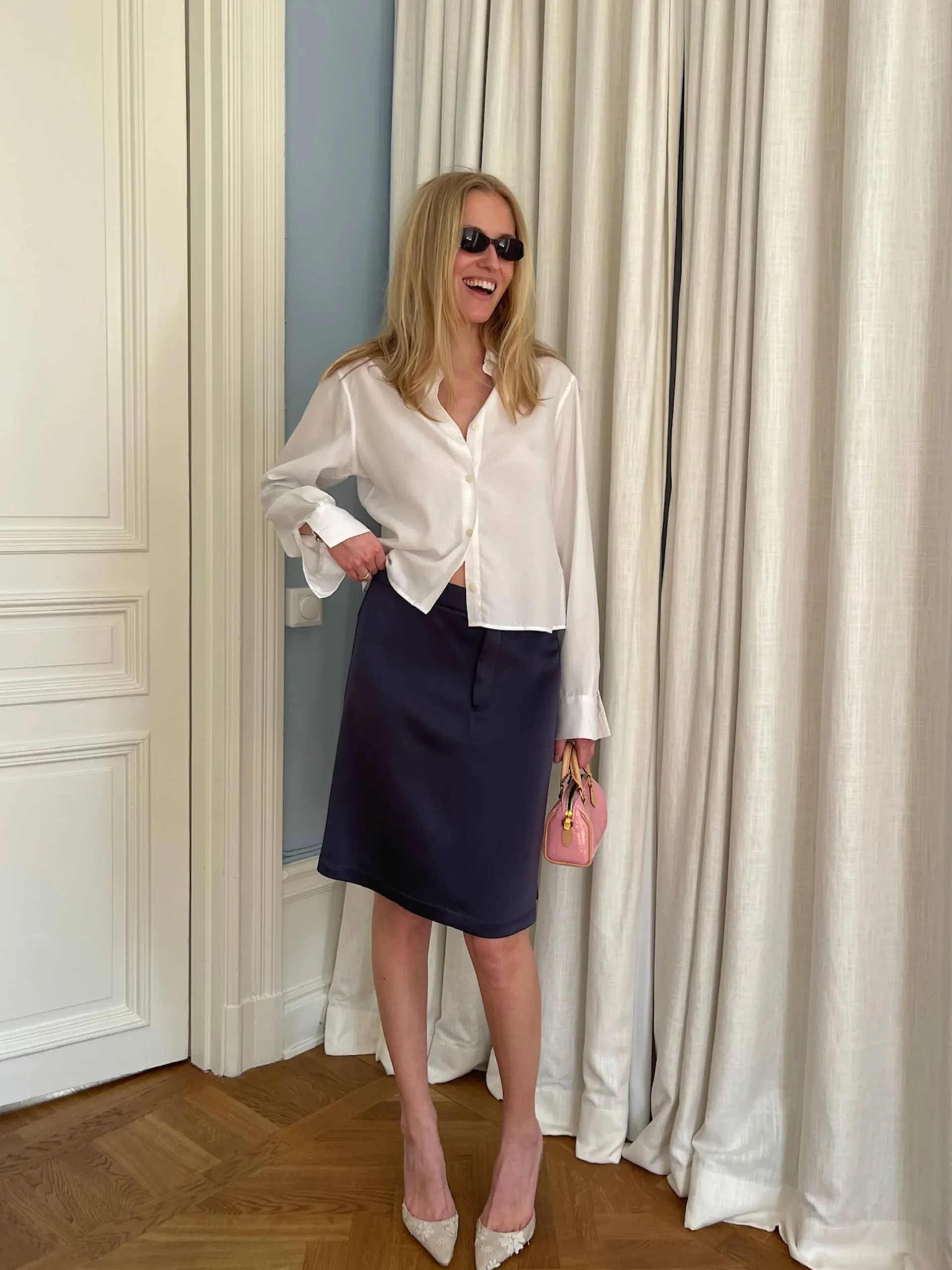 Satin A-lined Skirt Anthracite