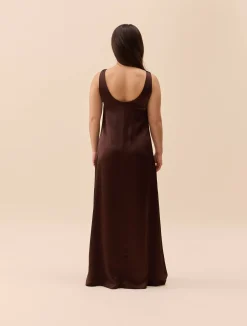Satin Viscose Dress Dark Mocha