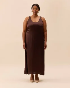 Satin Viscose Dress Dark Mocha