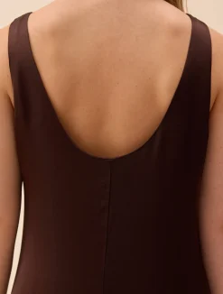 Satin Viscose Dress Dark Mocha