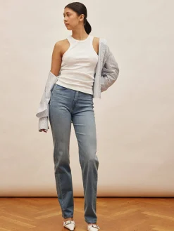 Straight Jeans Mid Blue - Tall