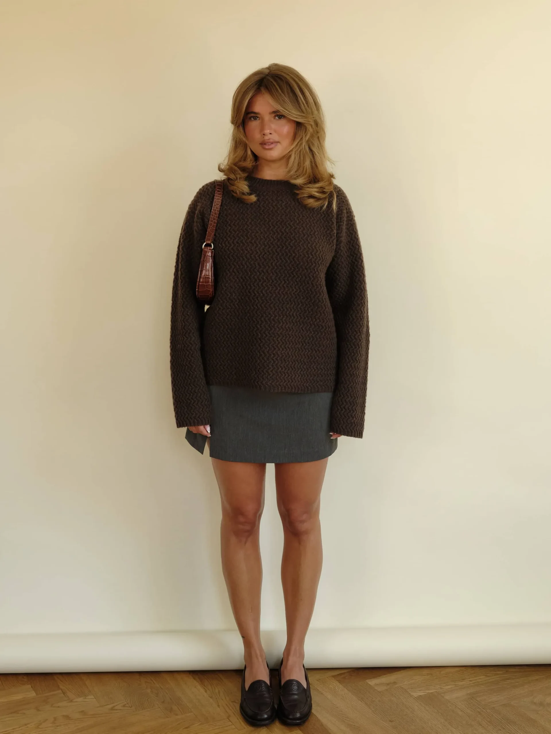 Structured Wool Sweater Dark Chocolate