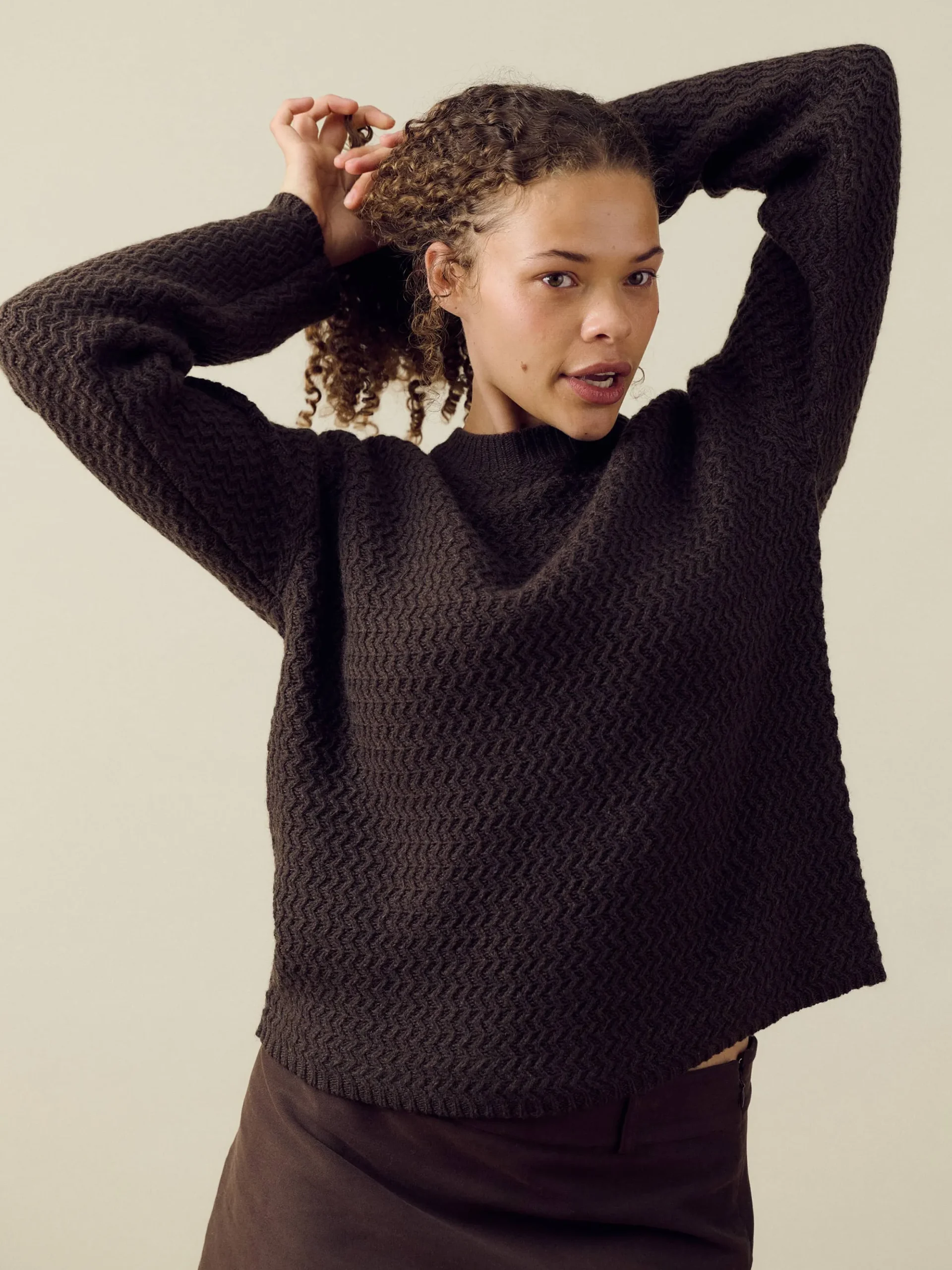 Structured Wool Sweater Dark Chocolate