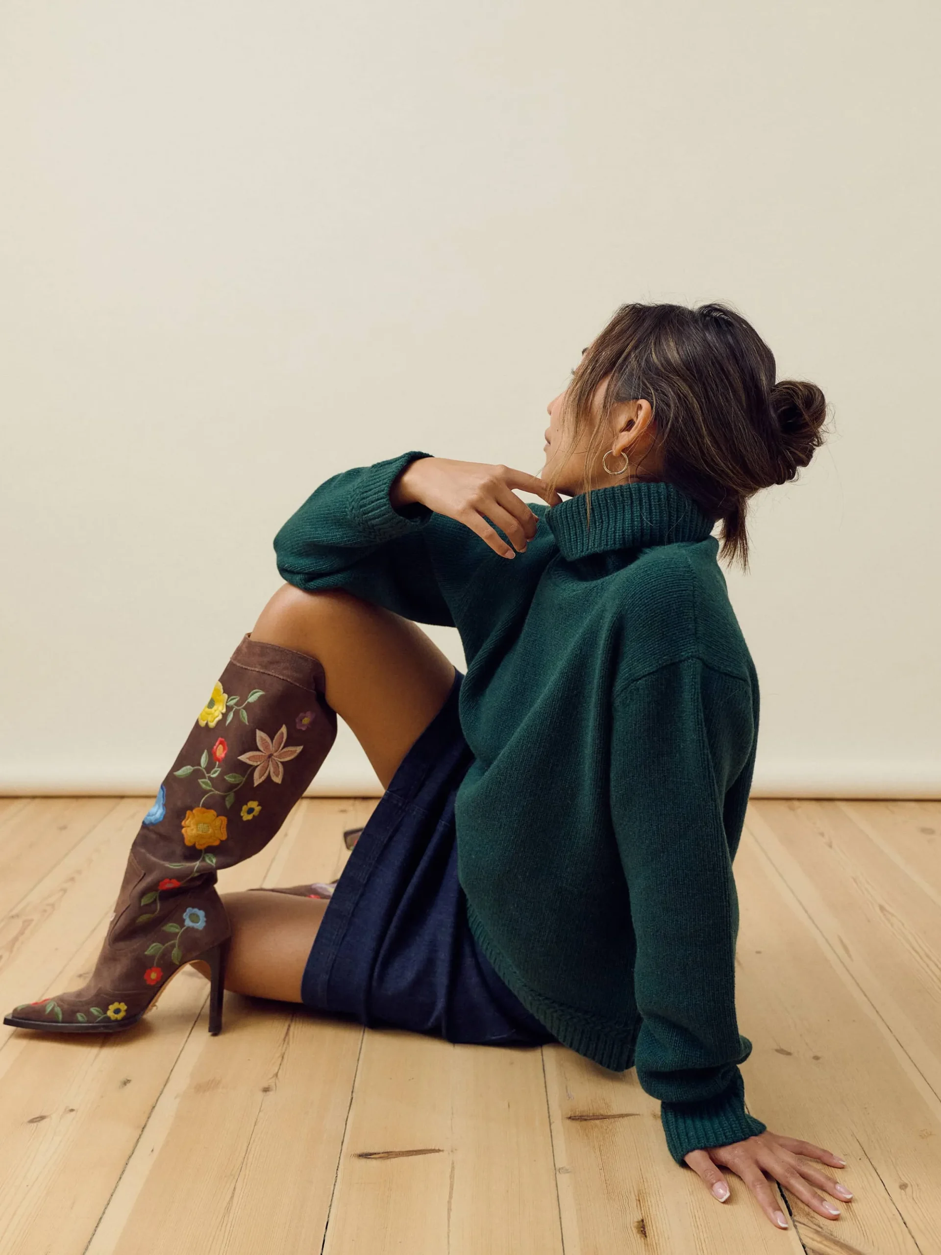 Turtleneck Wool Sweater Pine Green