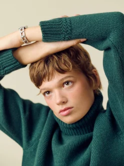 Turtleneck Wool Sweater Pine Green