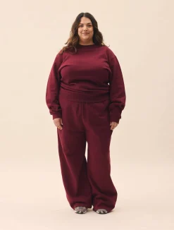 Wide Leg Sweatpants Burgundy