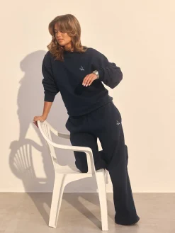 Wide Leg Sweatpants Retro Blue