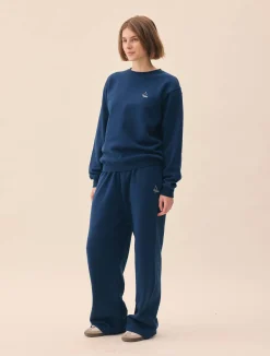 Wide Leg Sweatpants Retro Blue